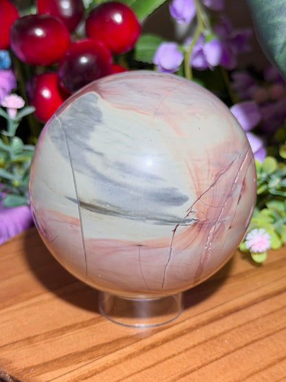 Pastel "tulip" dendritic picture jasper sphere