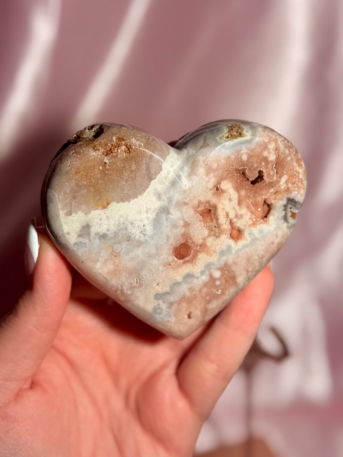 Brazilian Pink Amethyst Heart On Stand