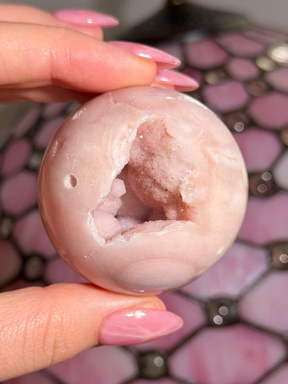 Pastel druzy Pink amethyst x flower agate sphere