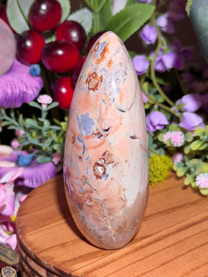 Peachy sea jasper freeform with pops of purple