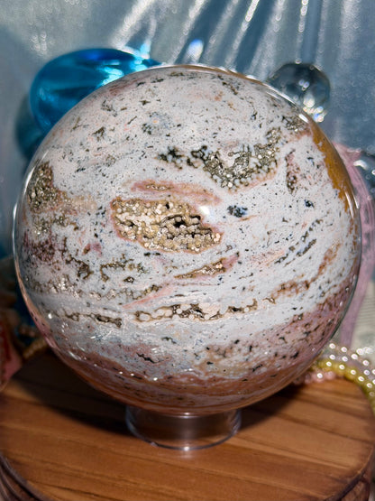 Statement Pastel Rainbow orbicular Veinless Ocean Jasper™ sphere from Madagascar - 5lbs, 2.2kg