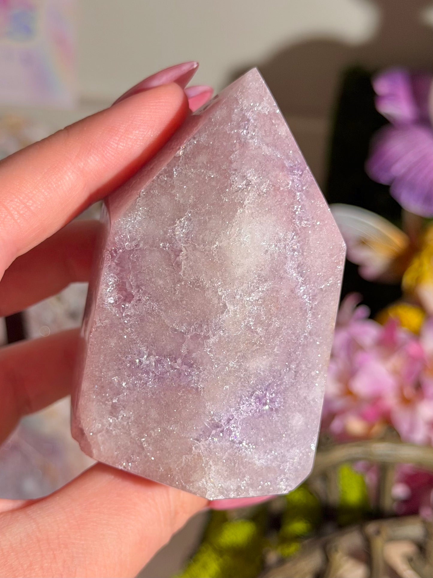 Pastel lilac pink amethyst tower from Brazil