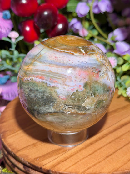 Fairy pink sea jasper sphere