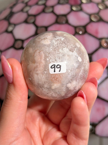 "Galaxy" Pink amethyst x flower agate sphere