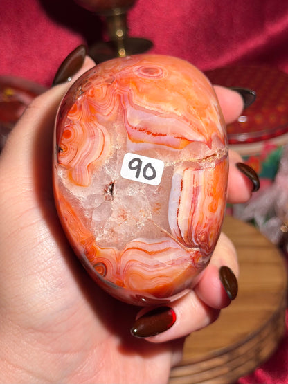 Large orby carnelian freeform with quartz