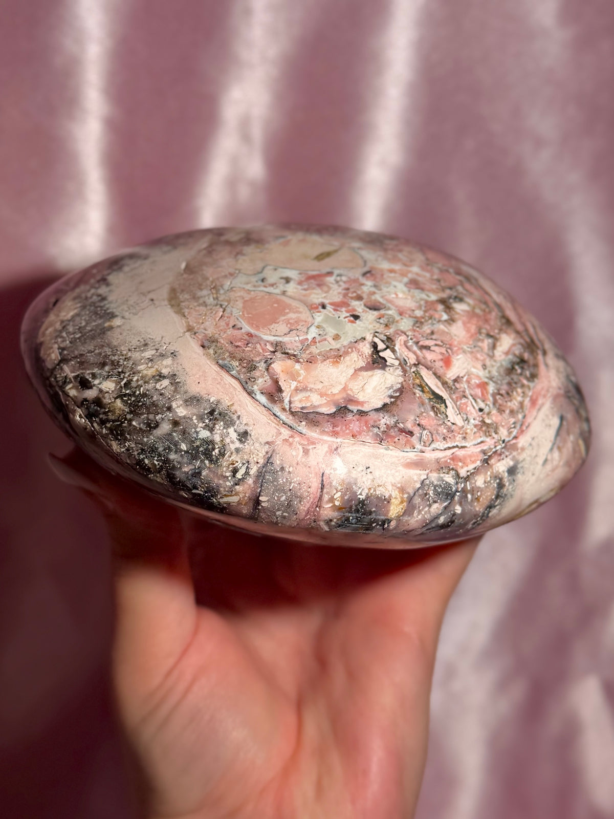 Peruvian Pink Opal "UFO" Oversized Palmstone