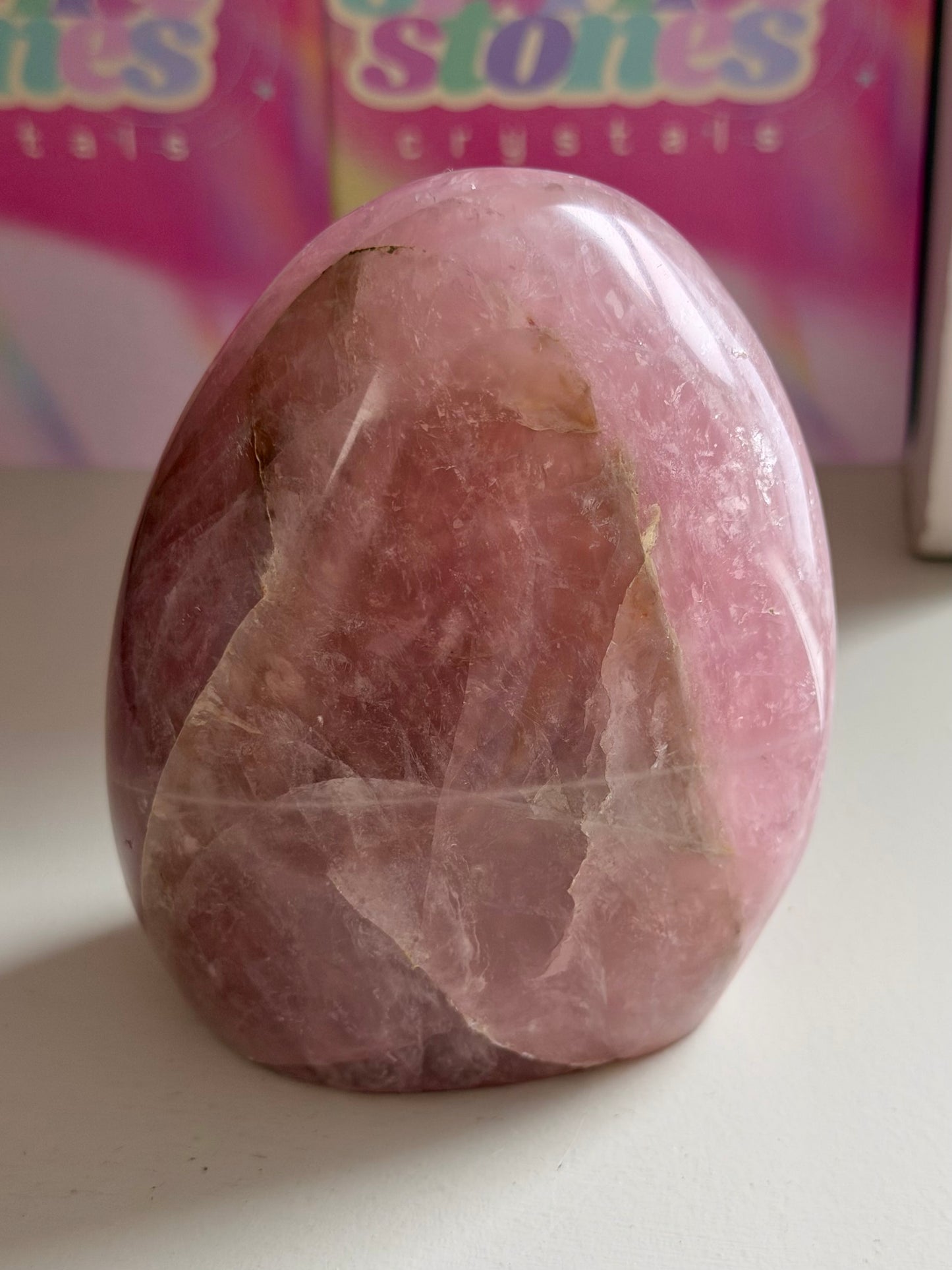 “Guava” pink rose quartz freeform