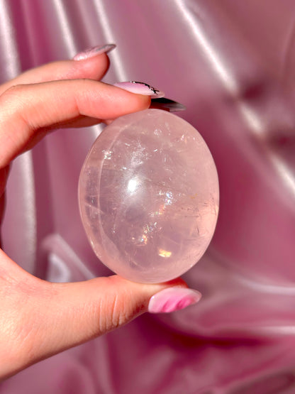 Gemmy star rose quartz palmstone (B)
