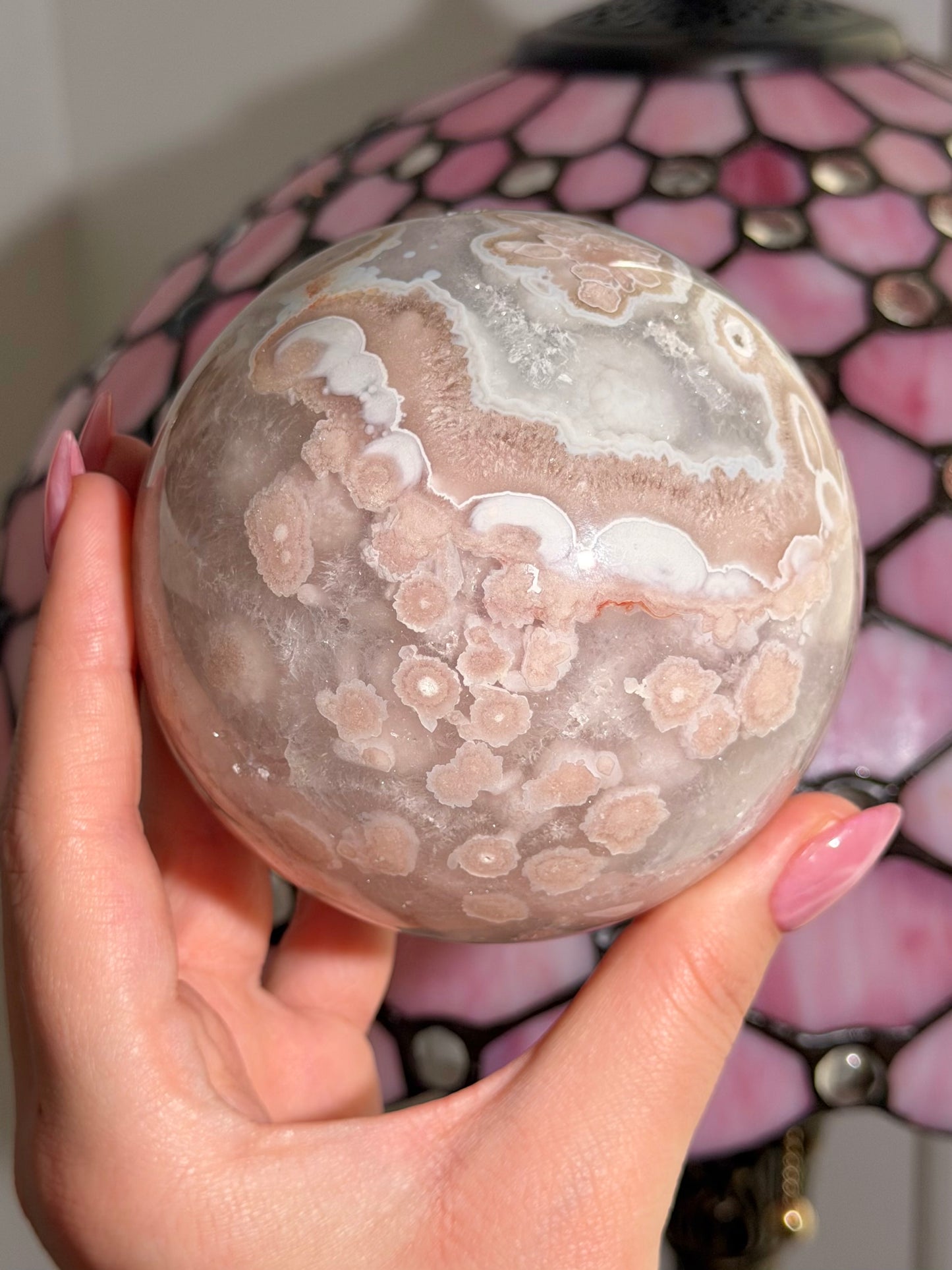 Statement Pink amethyst x flower agate sphere