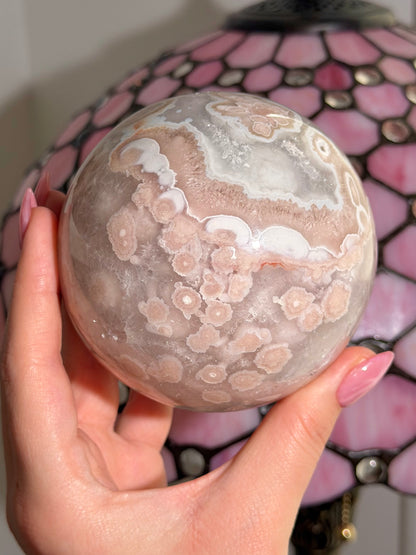 Statement Pink amethyst x flower agate sphere