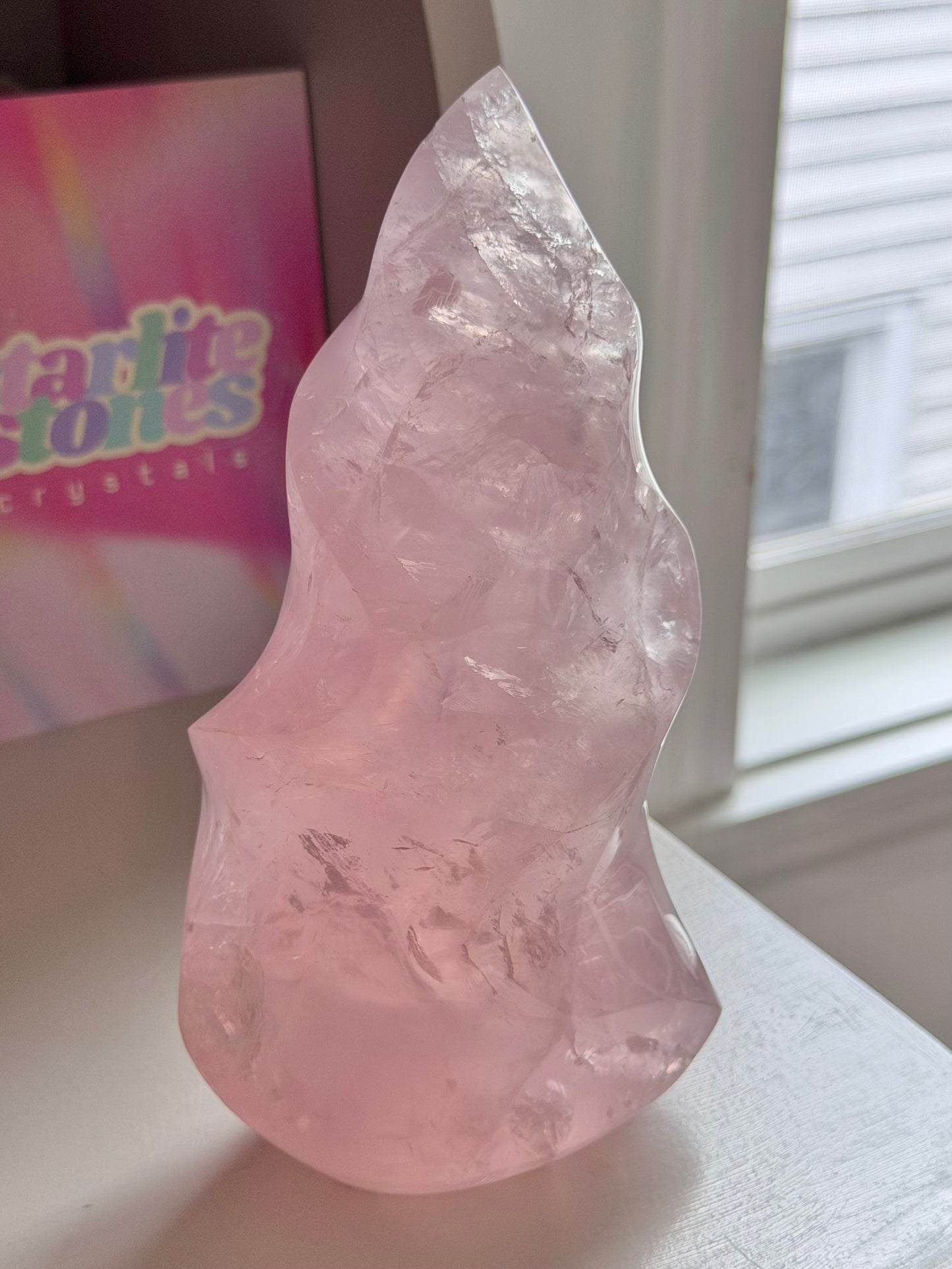 Statement gemmy star rose quartz flame