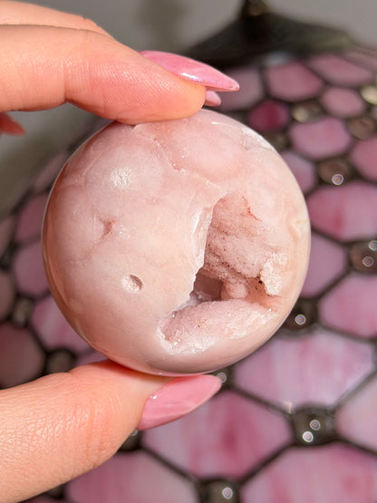 Pastel druzy Pink amethyst x flower agate sphere