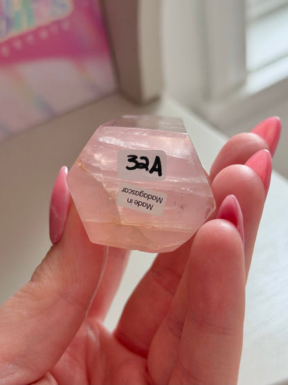 Champagne pink rose quartz tower