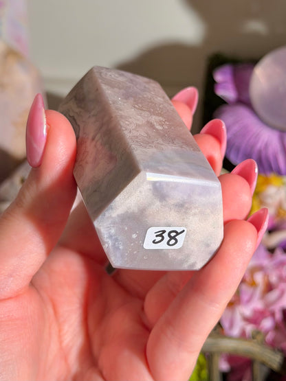 Orbicular pastel purple pink amethyst tower from Brazil