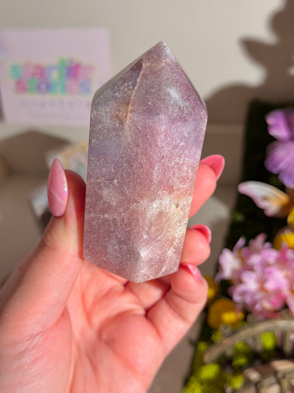 Sparkly purple pink amethyst tower from Brazil