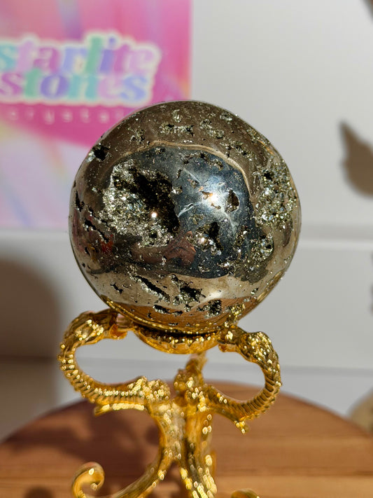 Golden pyrite sphere from Peru