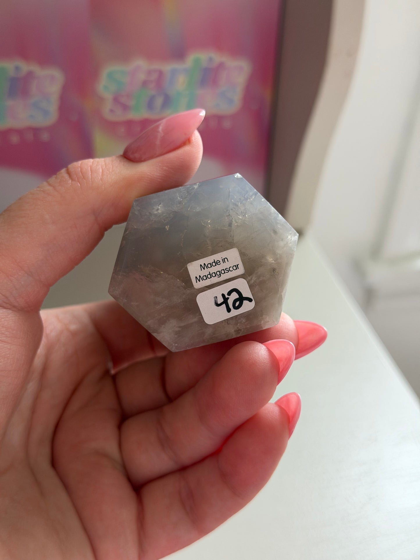 Blue rose quartz tower