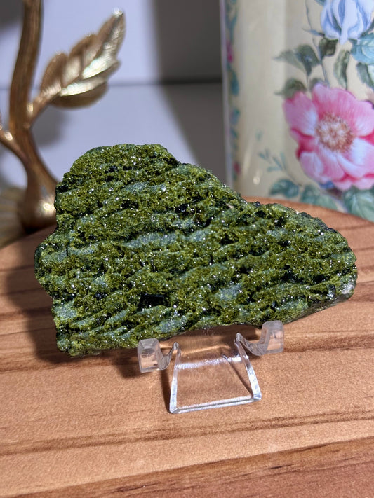 Sparkling green Epidote “forest quartz” specimen from Hakkari, Turkey