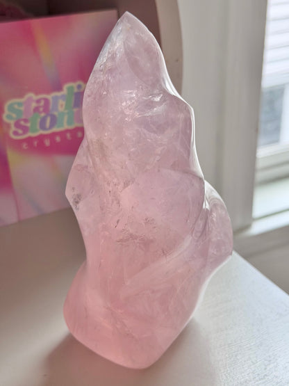Statement gemmy star rose quartz flame