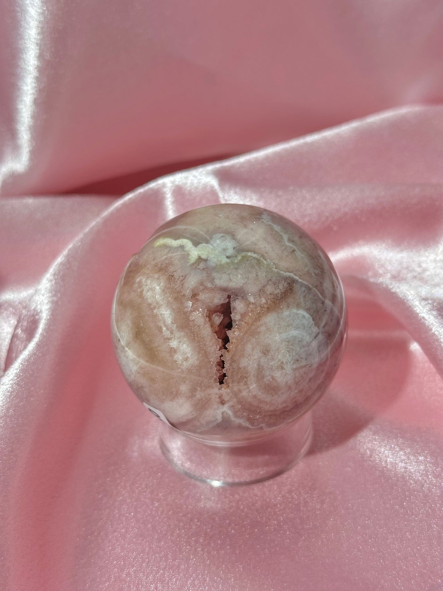 Brazilian pink amethyst x flower agate sphere