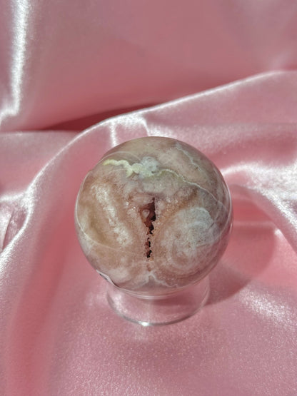 Brazilian pink amethyst x flower agate sphere