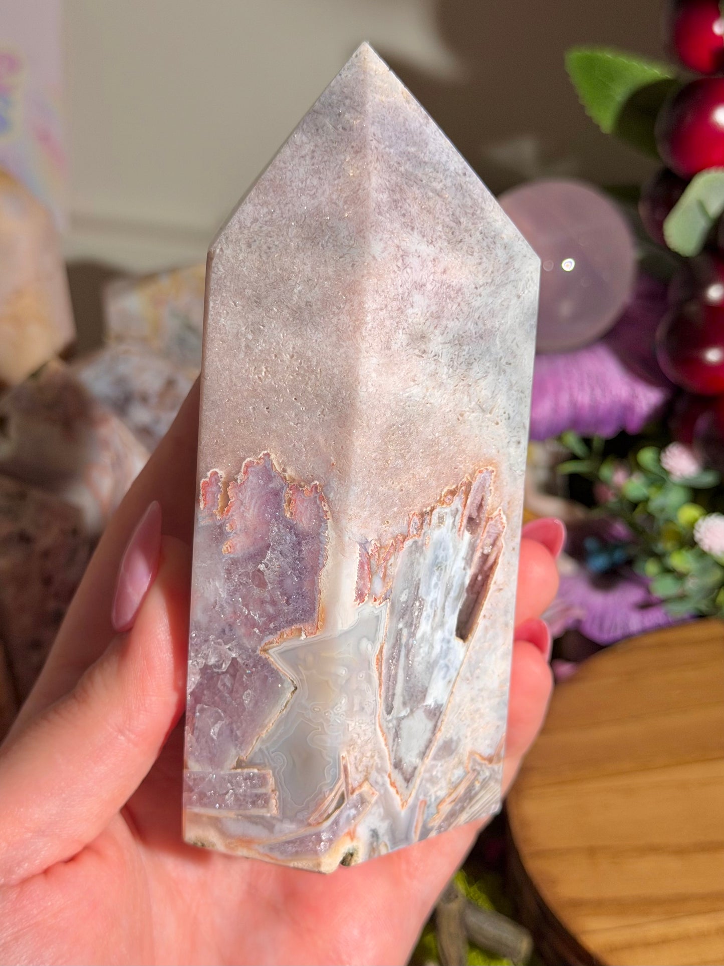 Unique purple and blue pink amethyst tower from Brazil