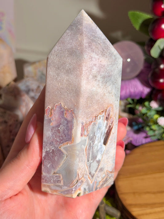 Unique purple and blue pink amethyst tower from Brazil