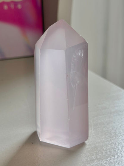 Jelly pink rose quartz tower
