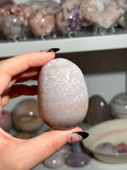 Soft pink sea jasper palmstone
