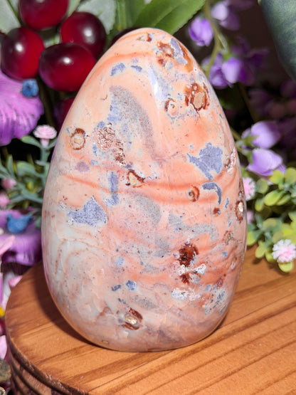 Peachy sea jasper freeform with pops of purple