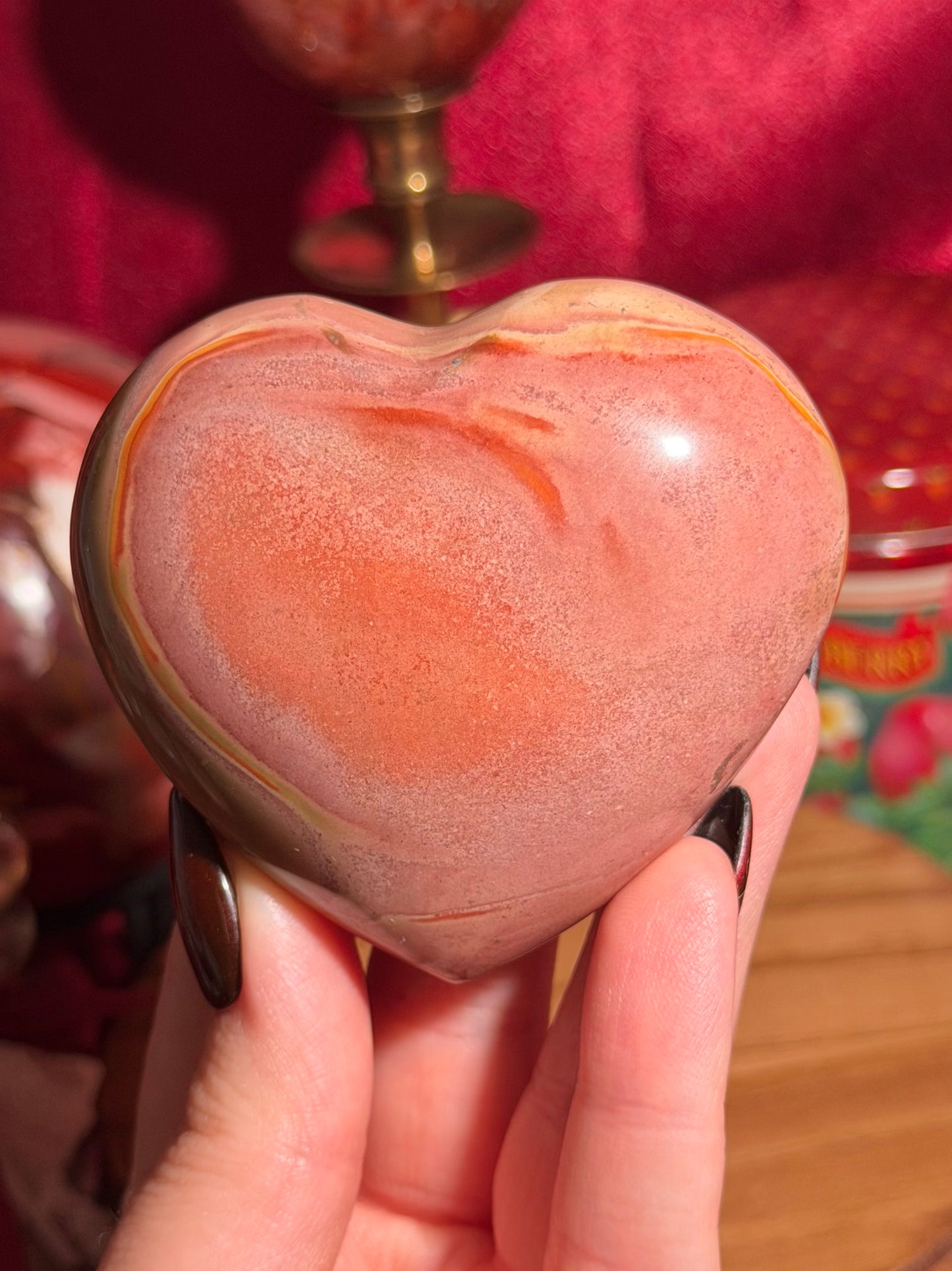Pink polychrome jasper heart