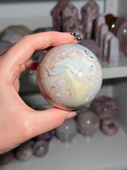 Colorful pastel flower agate sphere