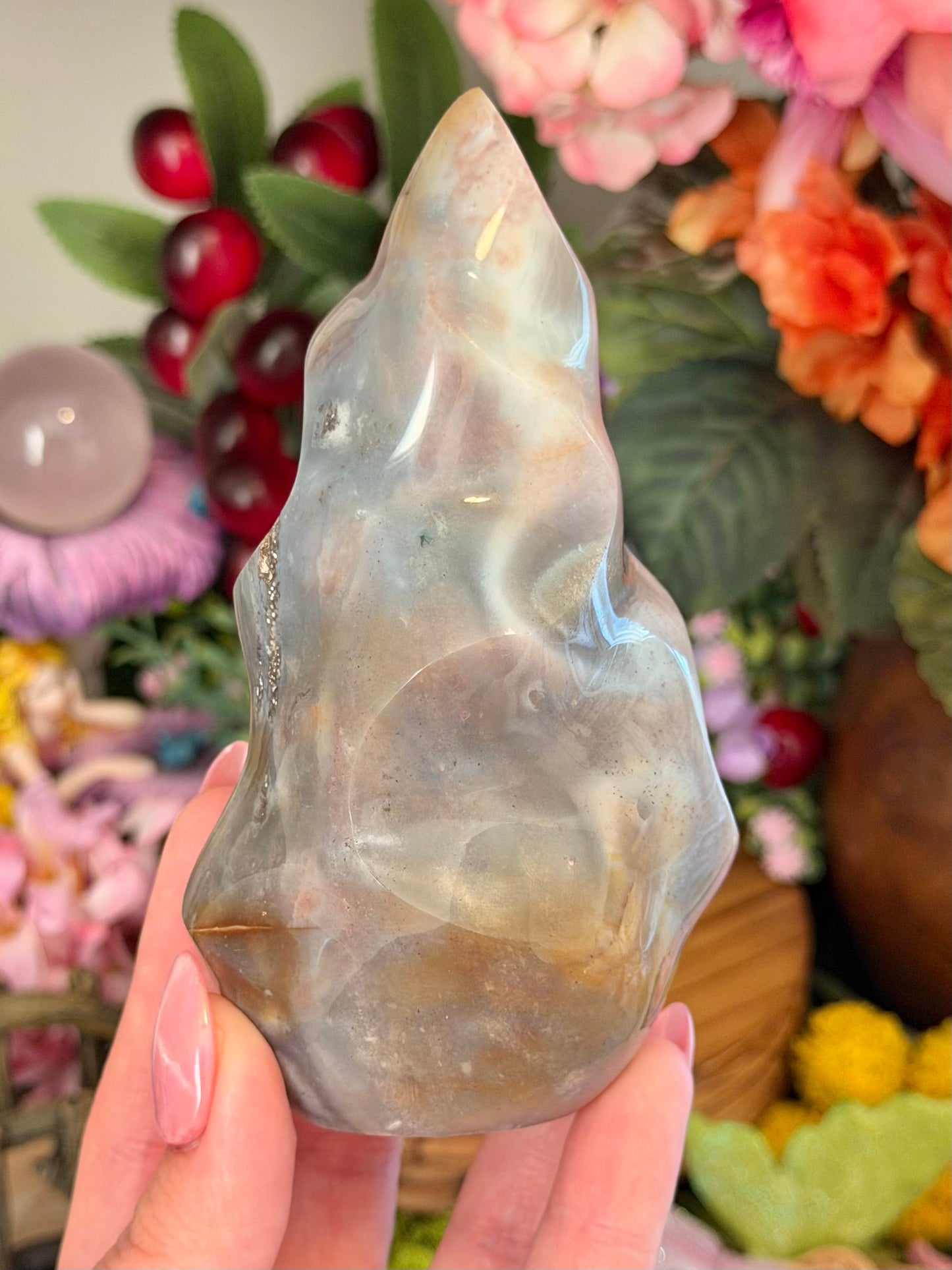 Milky pastel sea jasper flame