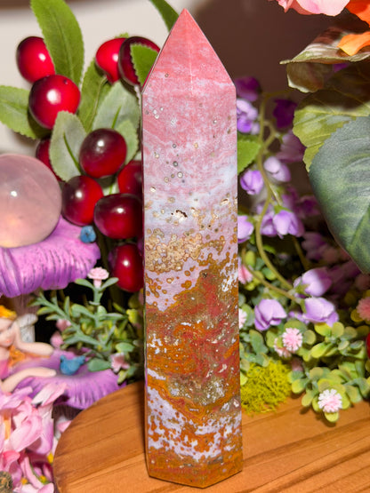 Strawberry pink orby sea jasper tower