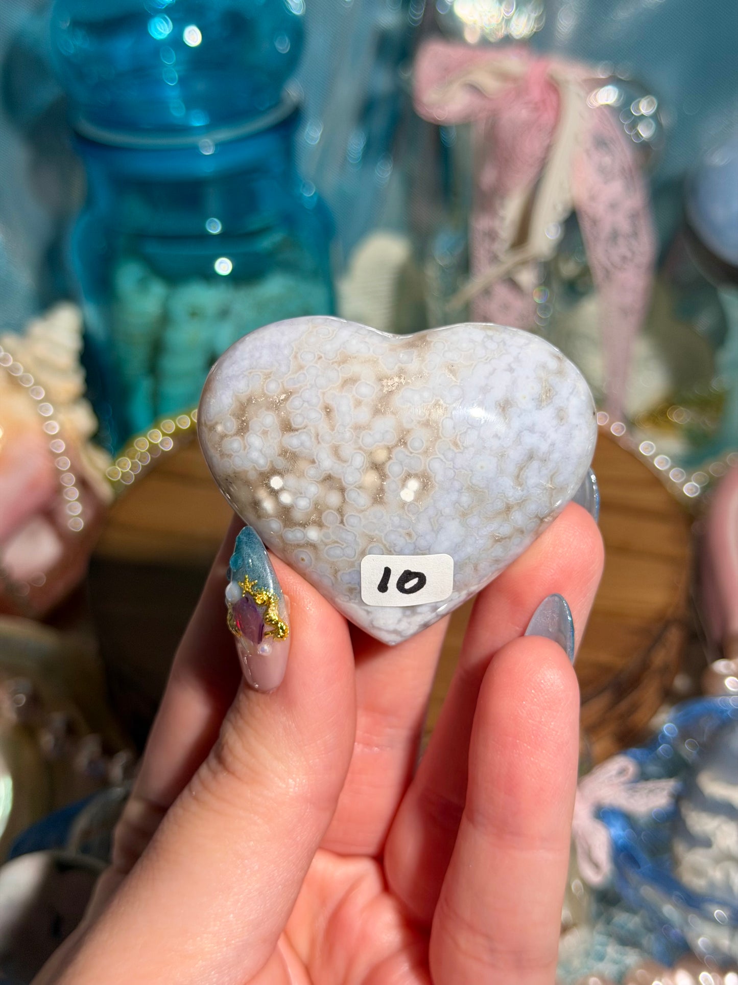 Pastel periwinkle orby sea jasper heart