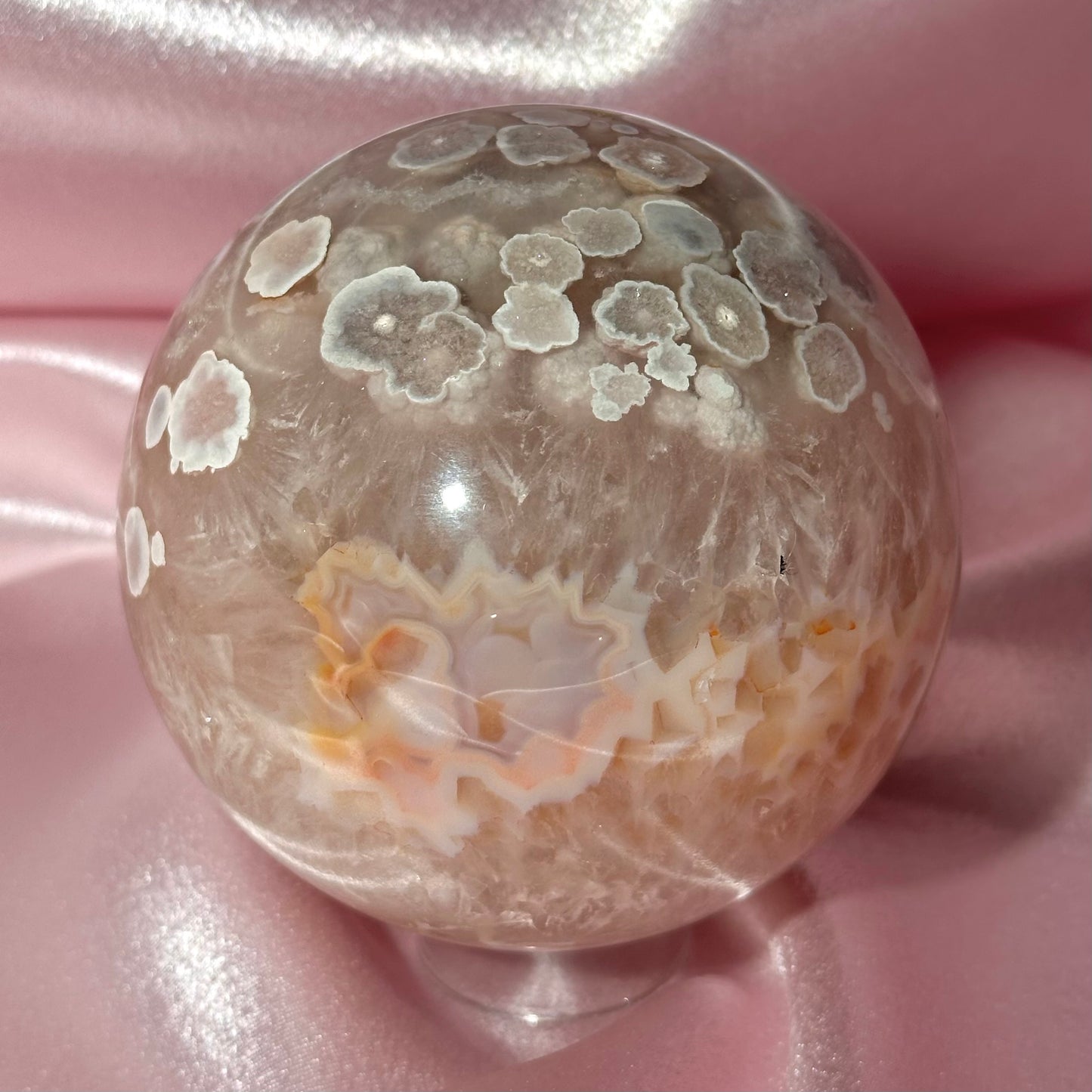 Pink amethyst flower agate sphere (D)