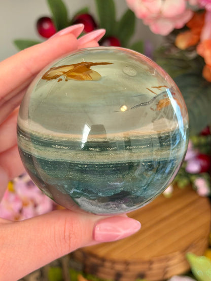 Fairy green polychrome jasper sphere *imperfect