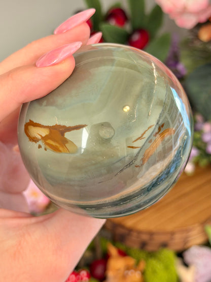 Fairy green polychrome jasper sphere *imperfect