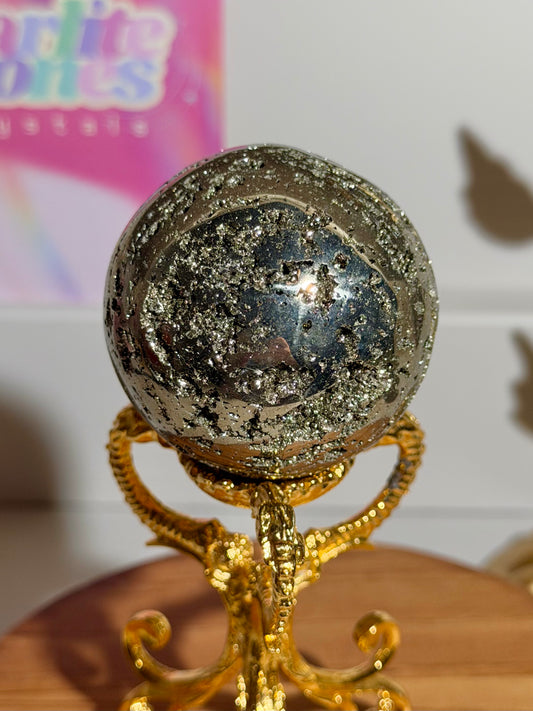 Golden pyrite sphere from Peru (38A)