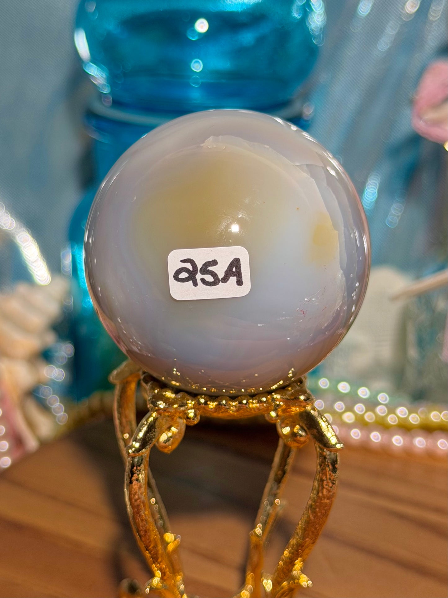 Blue agate sphere from Madagascar 25A