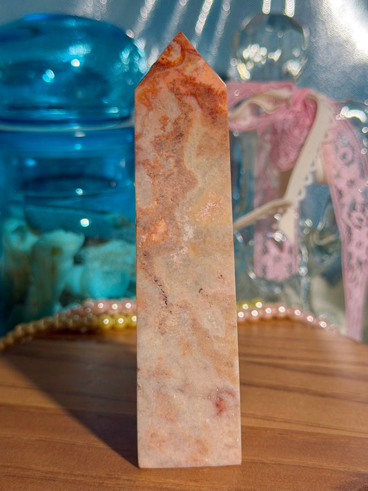 "Coral Reef" Indonesian crazy lace agate tower 34A