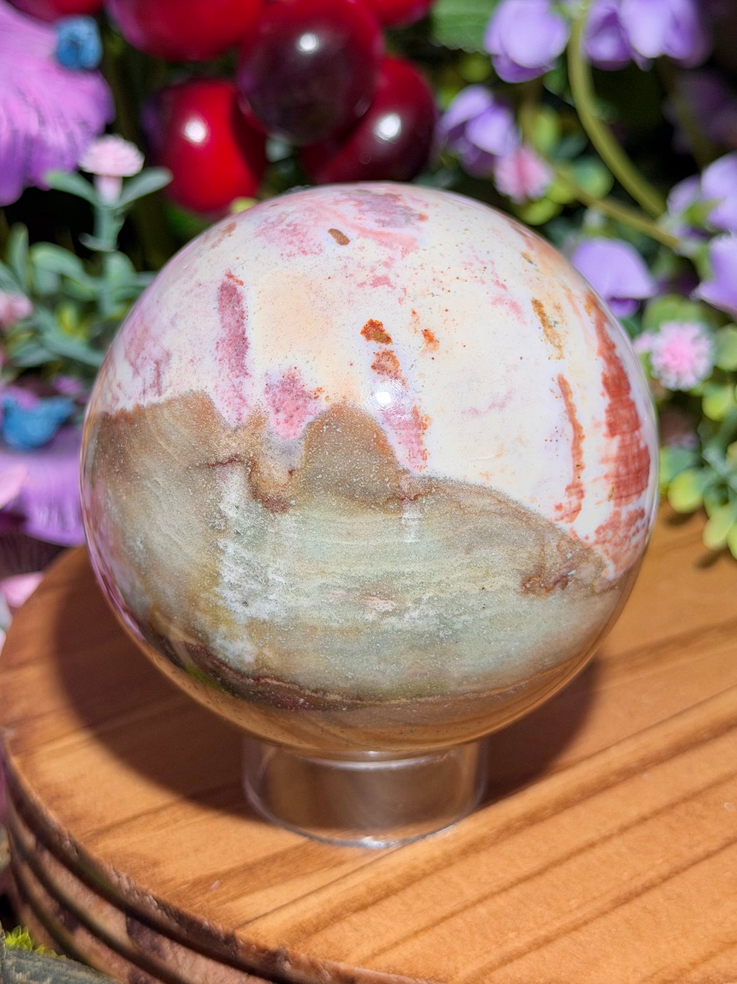 Pink sea jasper sphere