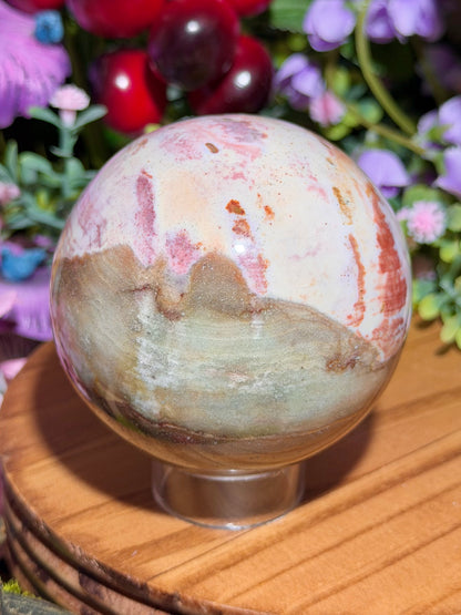 Pink sea jasper sphere