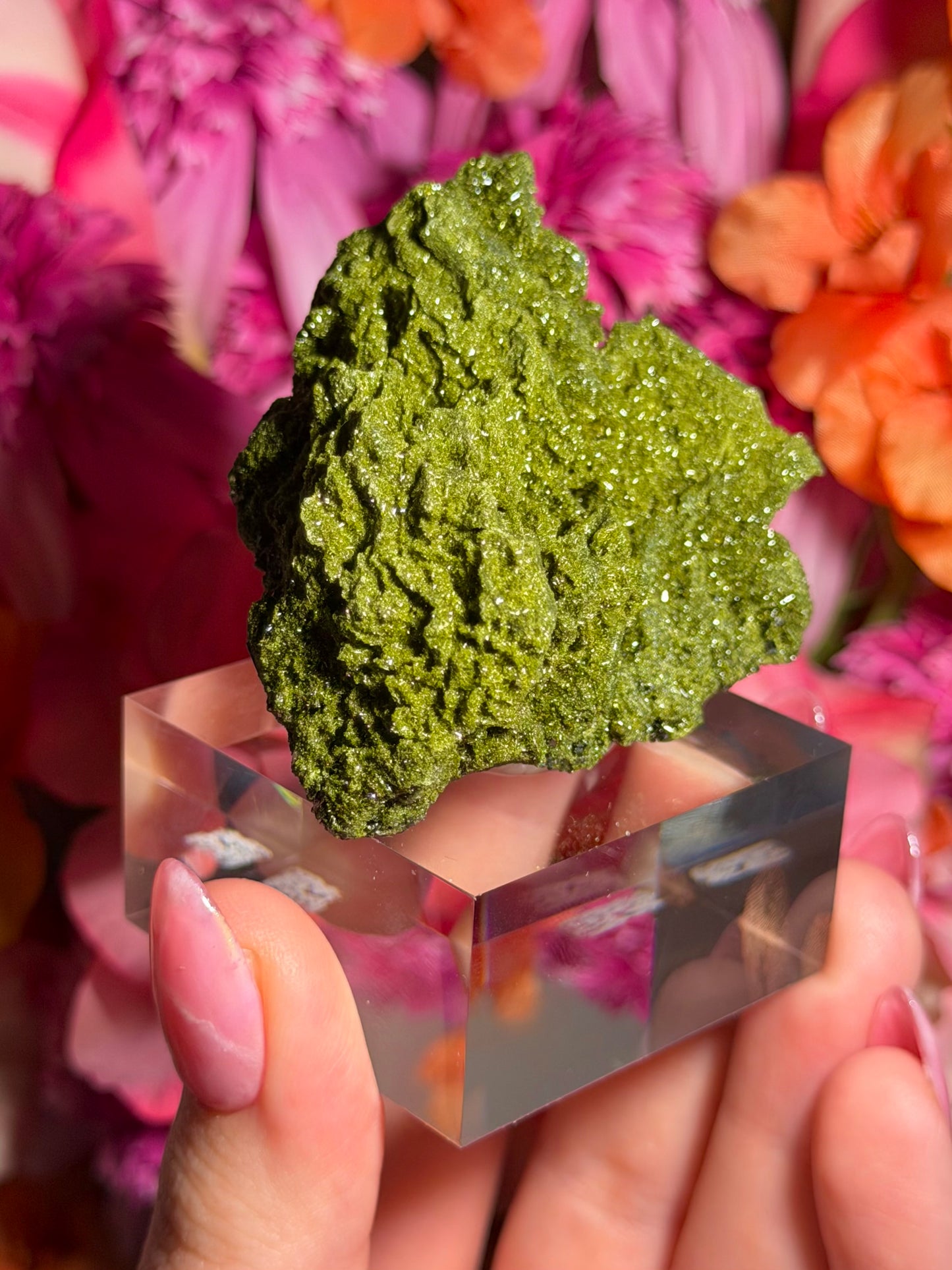 Fairy Quartz Epidote specimen on stand from Hakkari, Turkey
