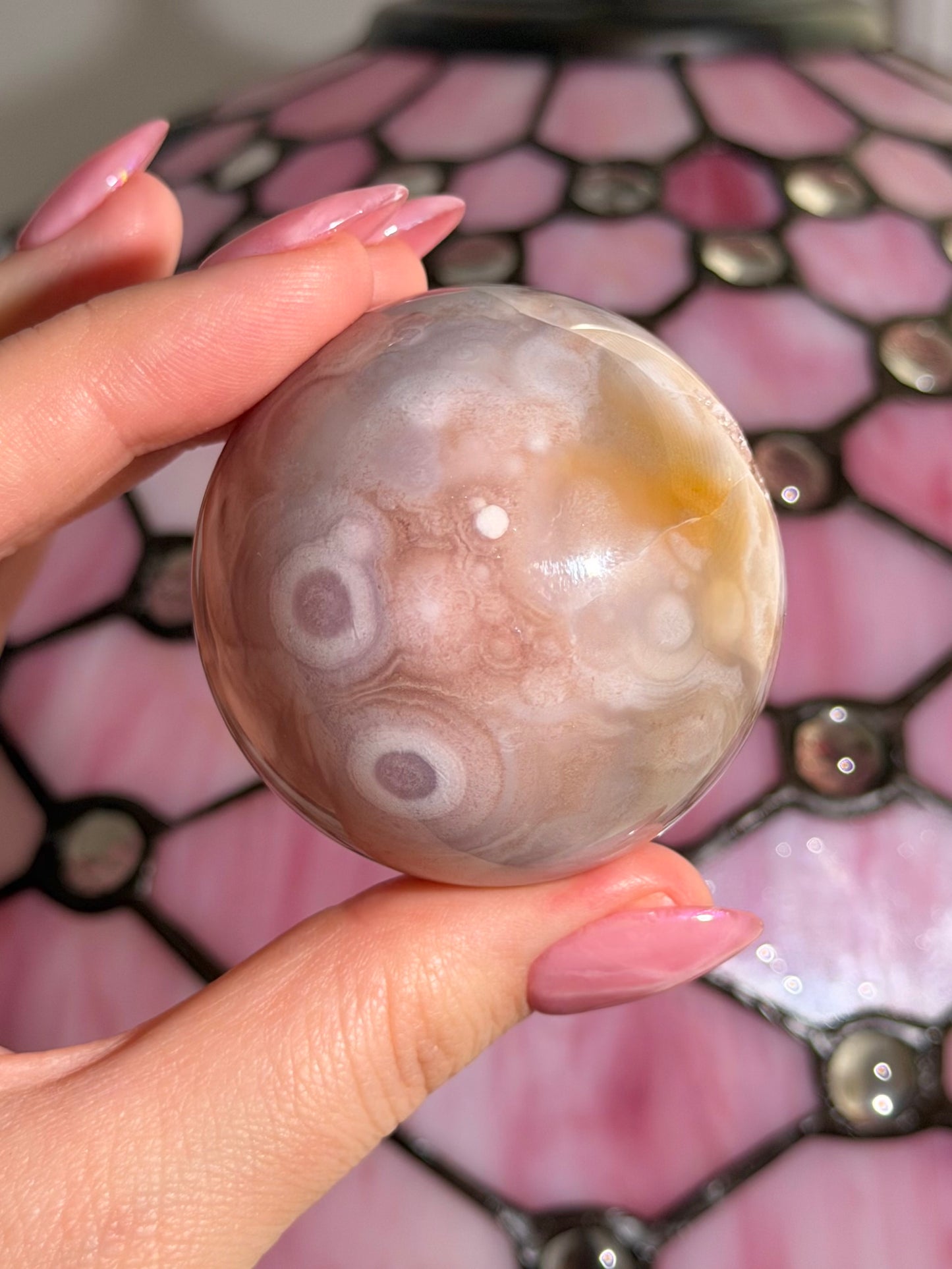 Purple toned Pink amethyst x flower agate sphere