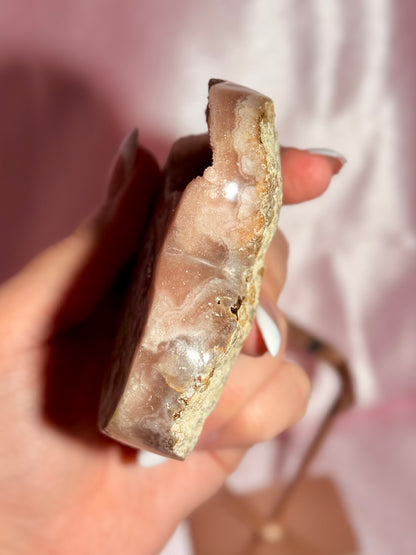 Brazilian Pink Amethyst Heart On Stand