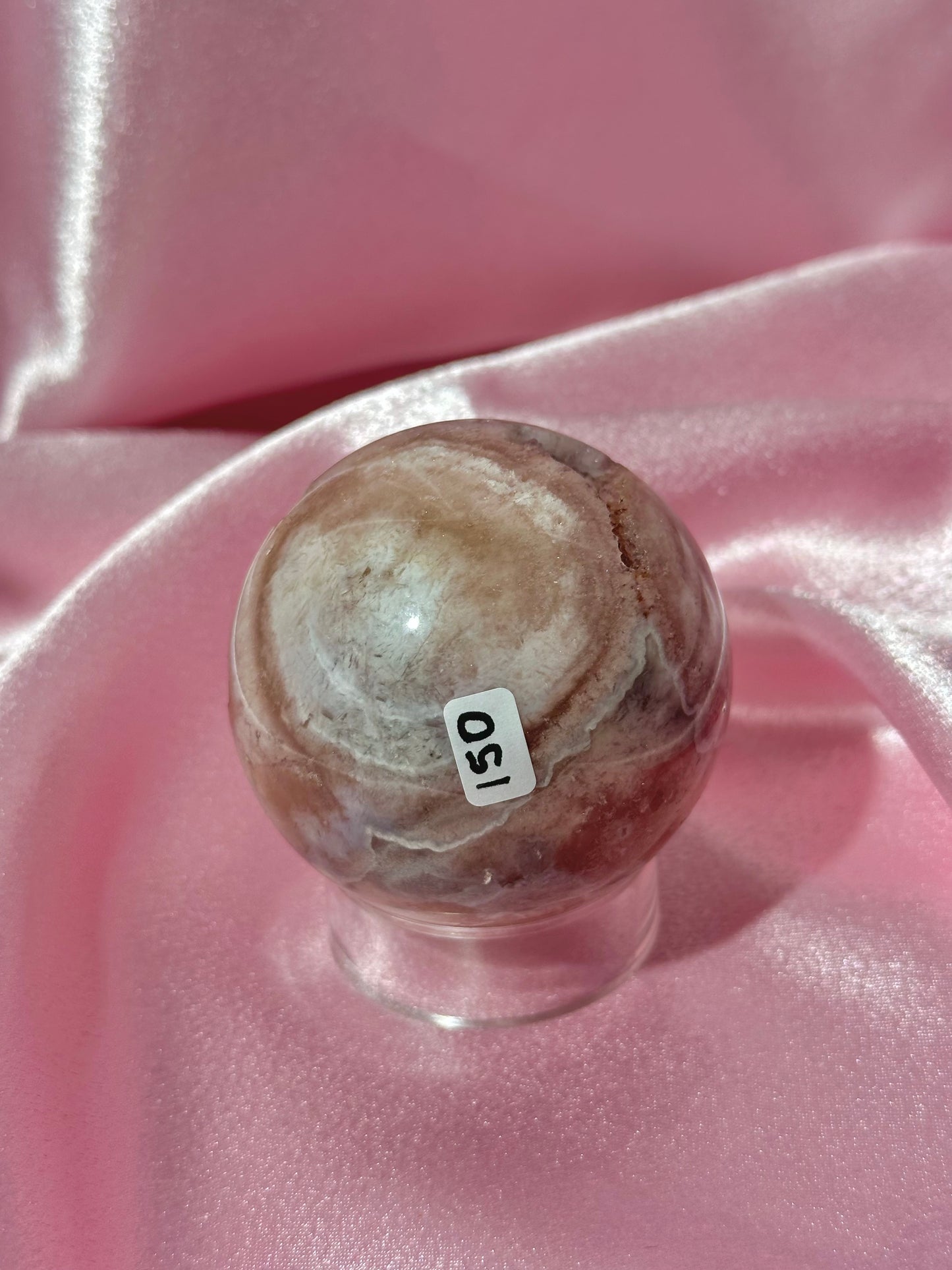 Brazilian pink amethyst x flower agate sphere