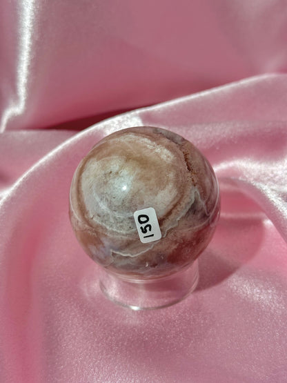 Brazilian pink amethyst x flower agate sphere