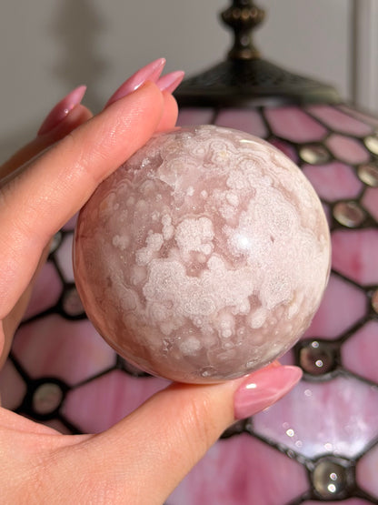 Bubbly Pink amethyst x flower agate sphere
