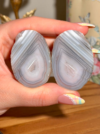 Pastel baby pink Patagonia agate pair